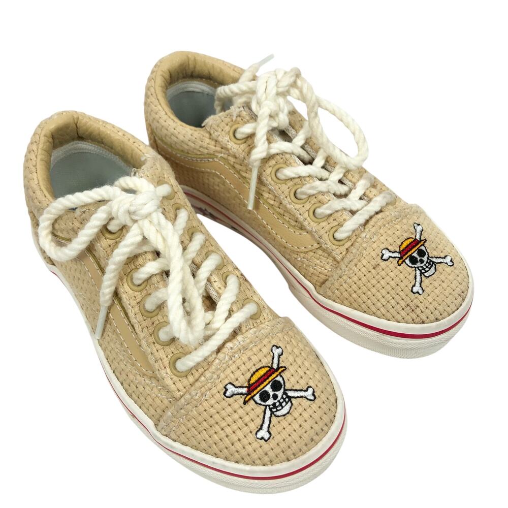 Vans One Piece Straw Hat Shoes Kids Size 11 Old Skool Anime Lace Up Sneakers EUC